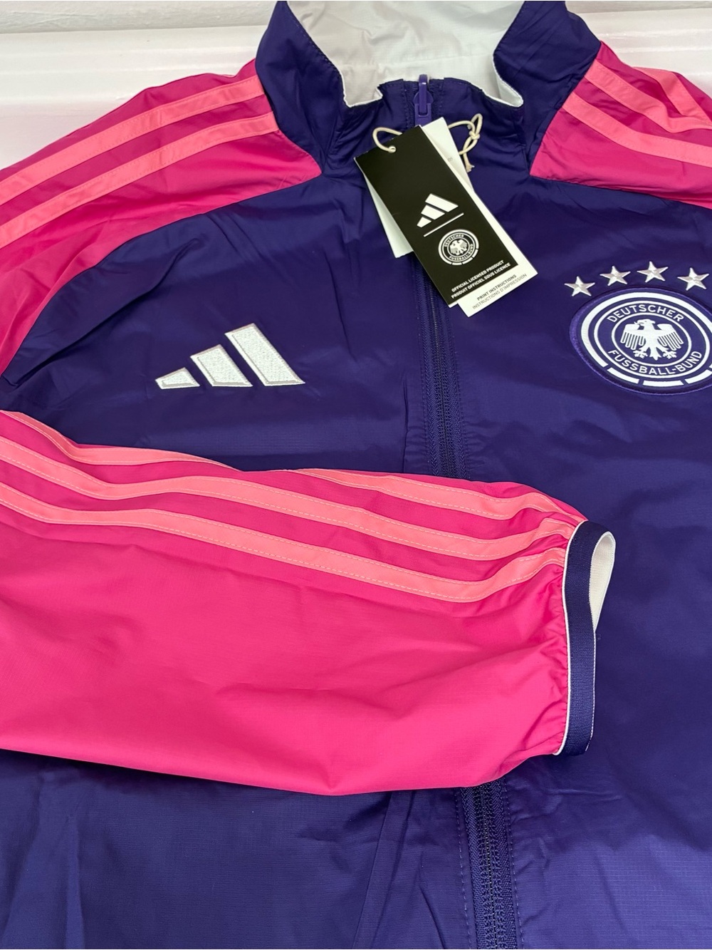 adidas Official Germany Football Reversible White/Purple Jacket Men’s M NEW! - Picture 7 of 11